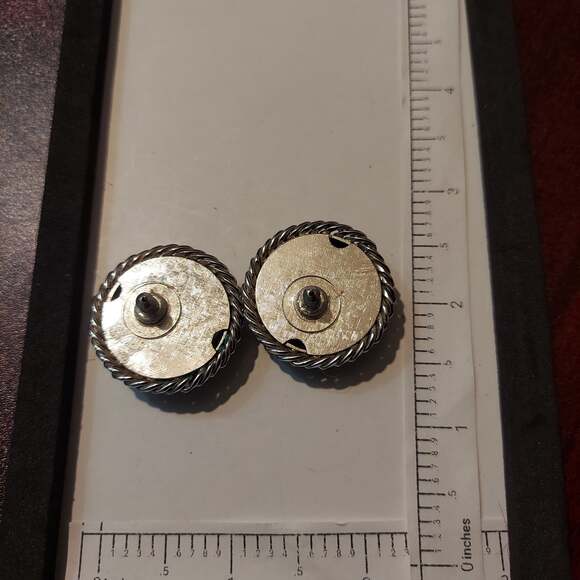 Monet Silver Tone French Rope Swirl High Shine Earrings - Picture 4 of 4